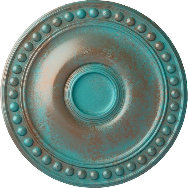 Ekena Millwork Foster Ceiling Medallion (Fits Canopies up to 5 5/8"), 19 1/8"OD x 1"P, Copper Green Patina CM19FOCGS - main